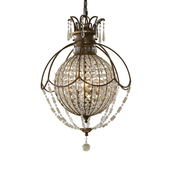 Bellini Three Light Chandelier with Antique Quartz Crystals