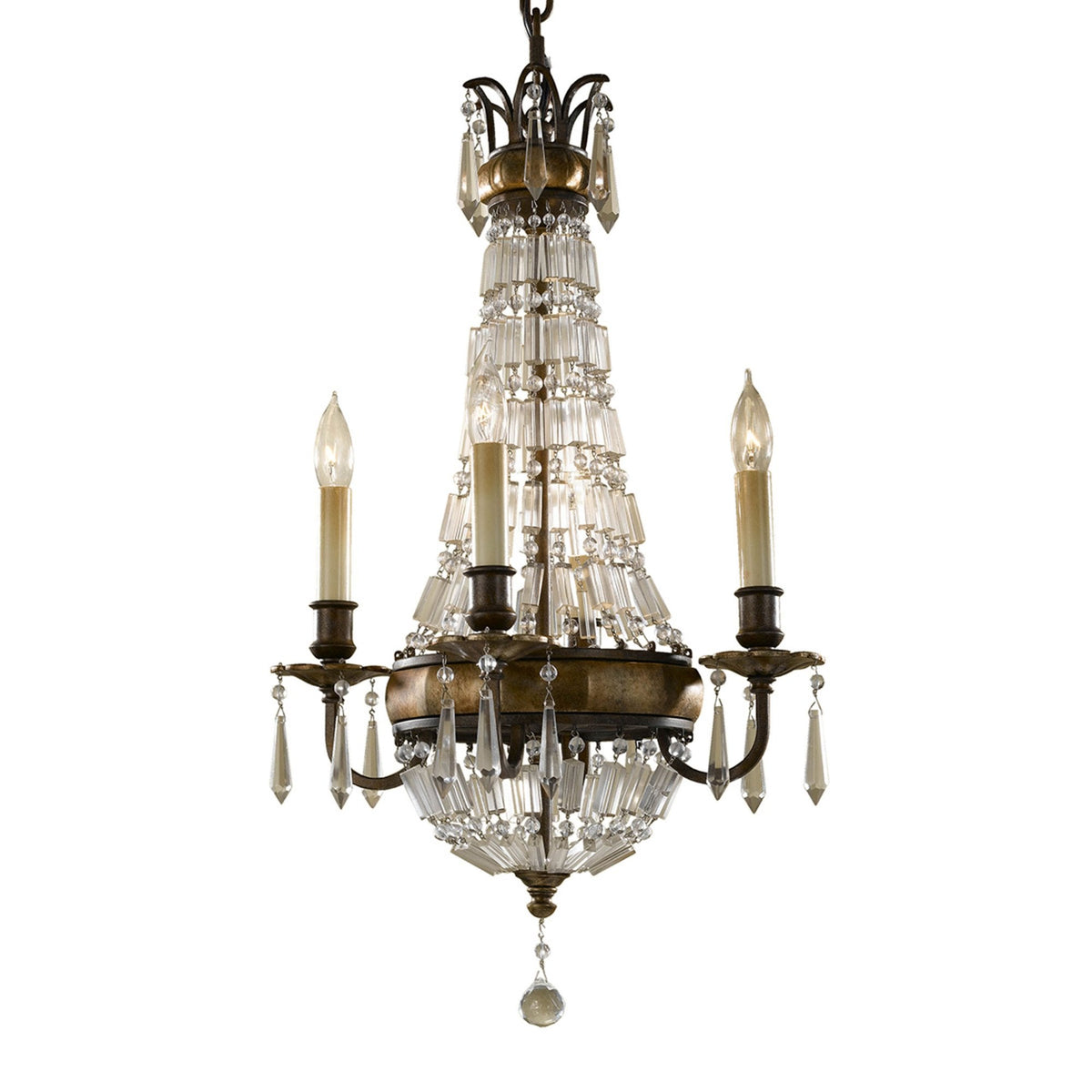 Bellini Four Light Chandelier with Antique Quartz Crystals
