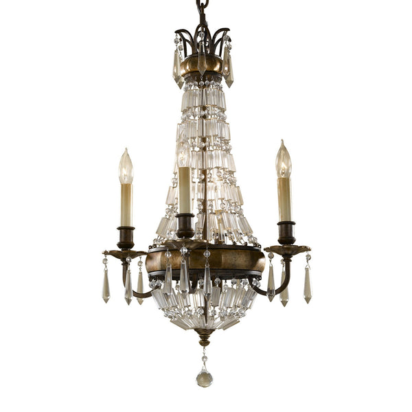 Bellini Four Light Chandelier with Antique Quartz Crystals