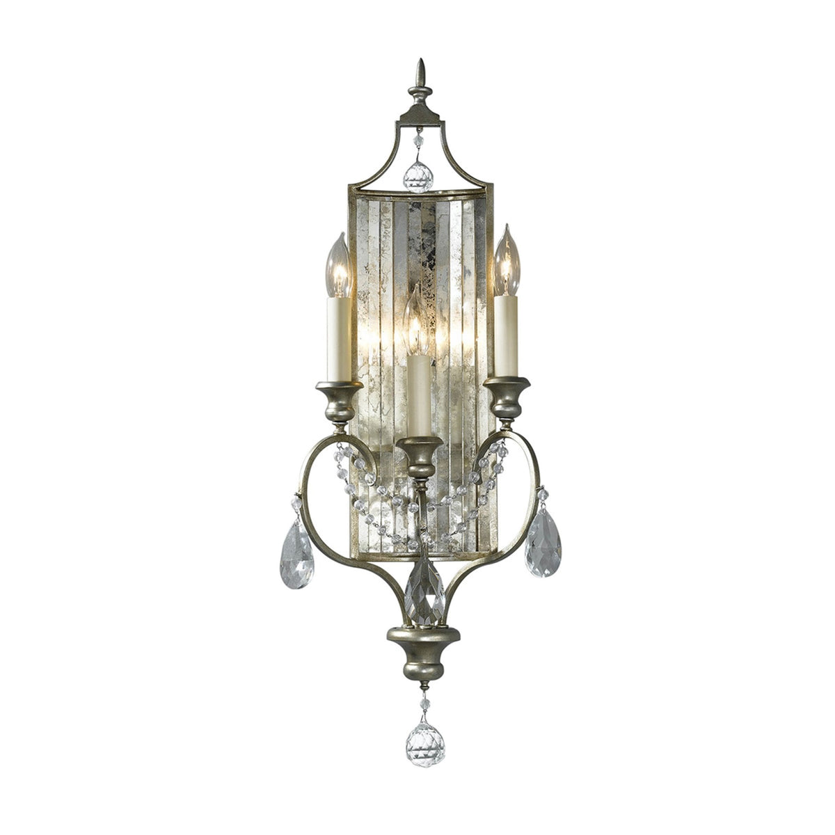 Gianna Three Lamp Wall Light with Aged Mirrored Glass