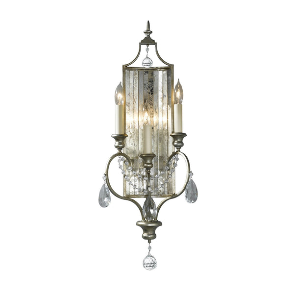 Gianna Three Lamp Wall Light with Aged Mirrored Glass