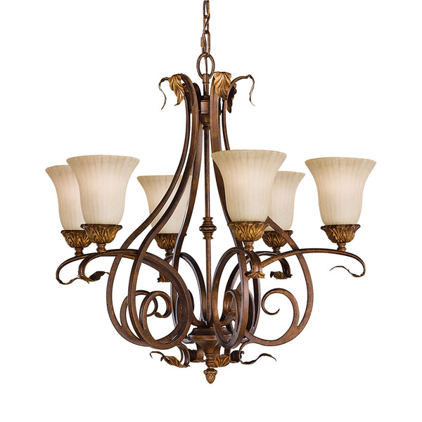 Sonoma Valley Six Light Chandelier in Aged Tortoise Shell
