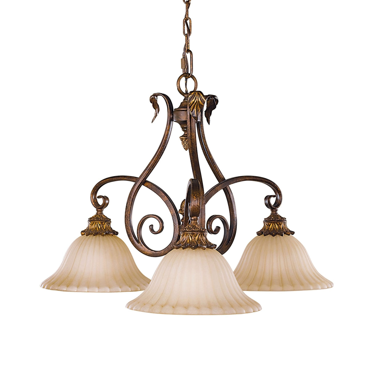Sonoma Valley Three Down Light Chandelier in Aged Tortoise Shell