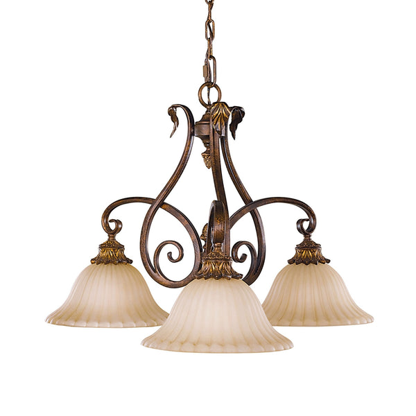 Sonoma Valley Three Down Light Chandelier in Aged Tortoise Shell