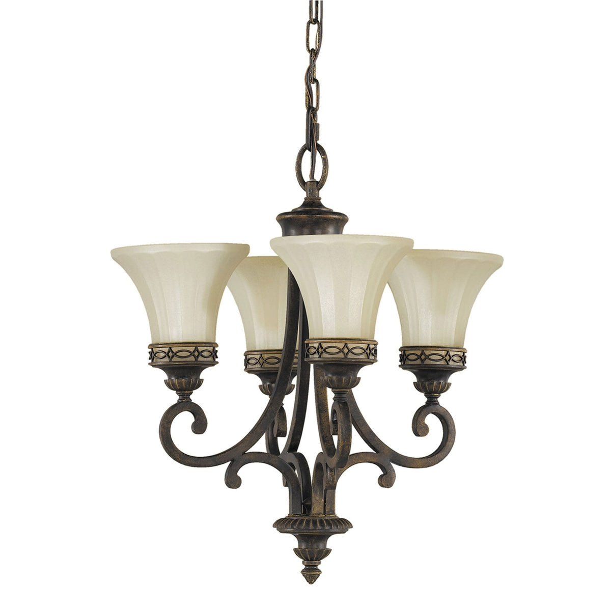 Drawing Room Four Light Duo Mount Chandelier in Walnut