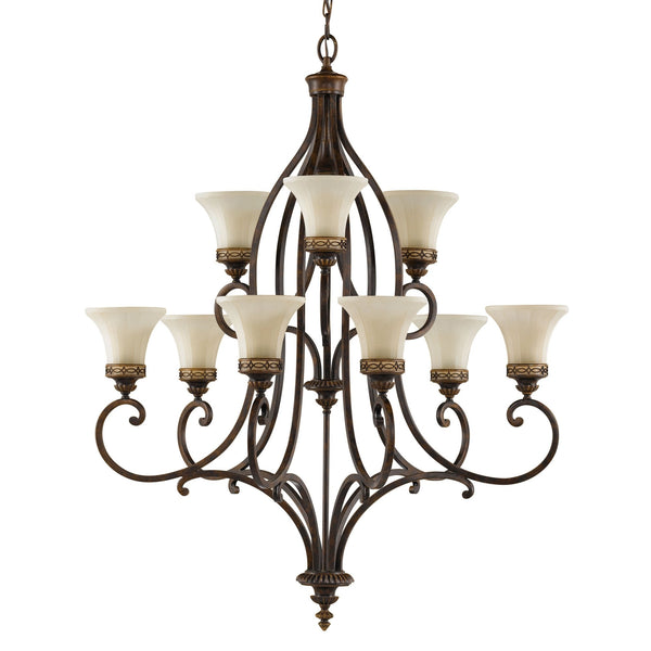Drawing Room Nine Light Chandelier in Walnut