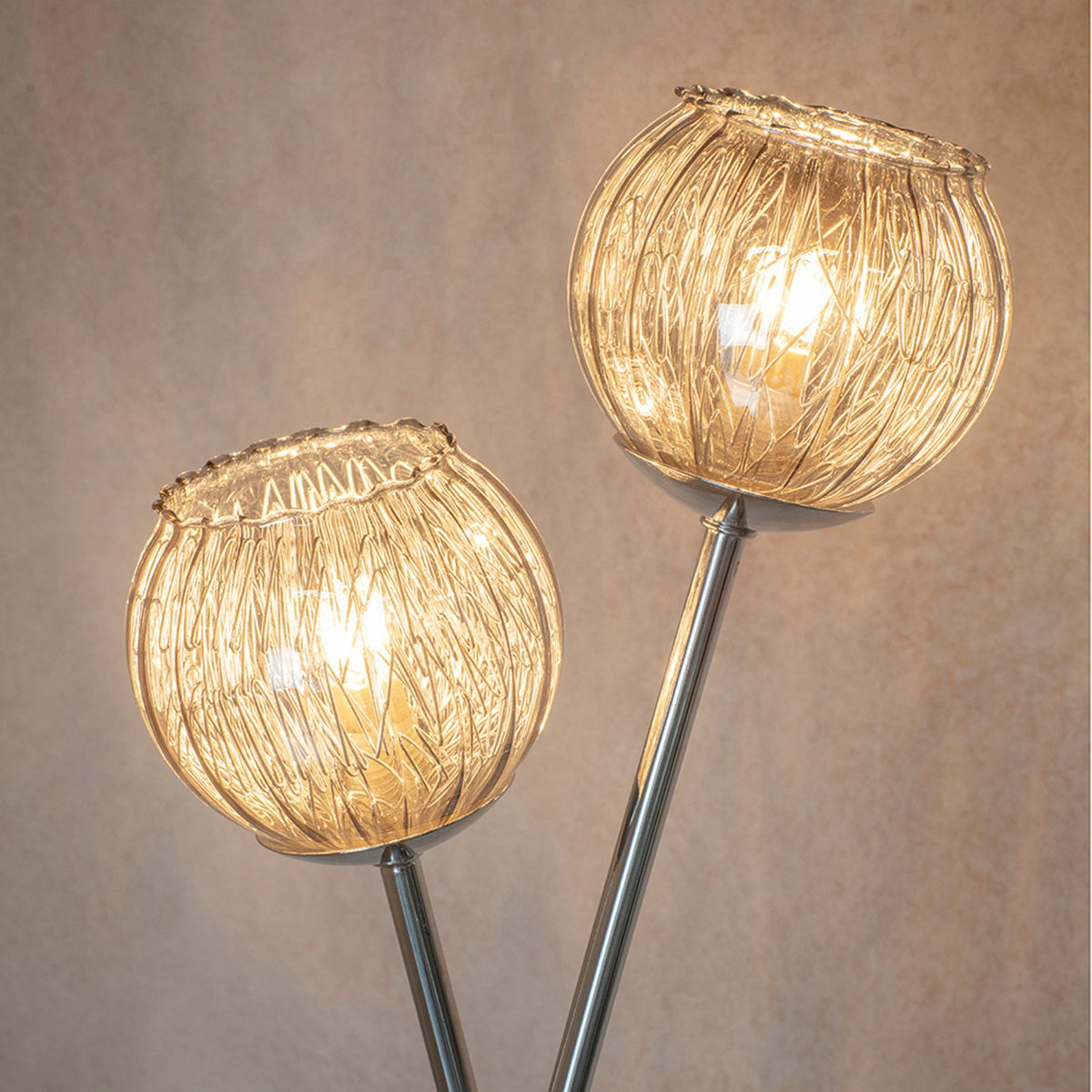 Aerith Twin Light Floor Lamp In Chrome