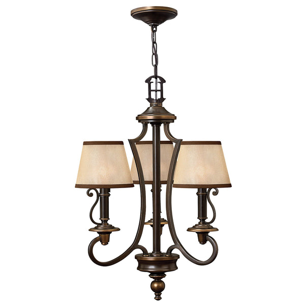 Plymouth Three Light Chandelier in Old Bronze