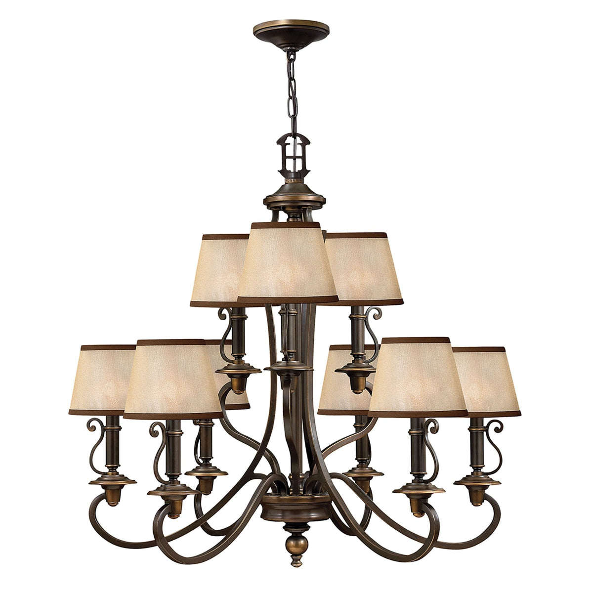 Plymouth Nine Light Chandelier in Old Bronze