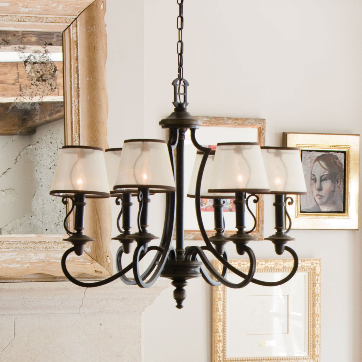 Plymouth Six Light Chandelier in Old Bronze