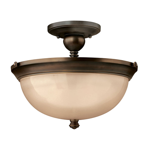 Mayflower Three Light Semi-Flush Fitting in Olde Bronze