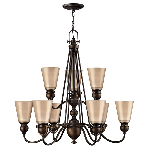 Mayflower Nine Light Chandelier in Olde Bronze