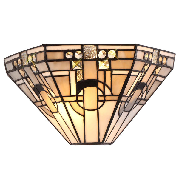 Jacobstowe Tiffany E14 Wall Light in White Grey Black Clear Crystal