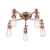 Hal Five Light Copper and Pewter Semi Flush Ceiling Light
