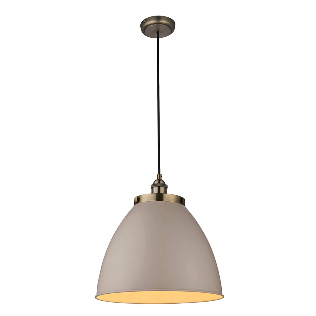 Franklin Large Taupe and Brass Pendant Light