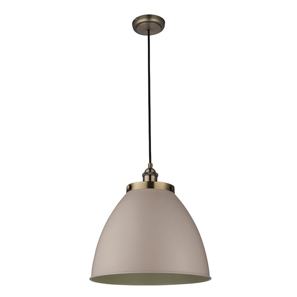 Franklin Large Taupe and Brass Pendant Light