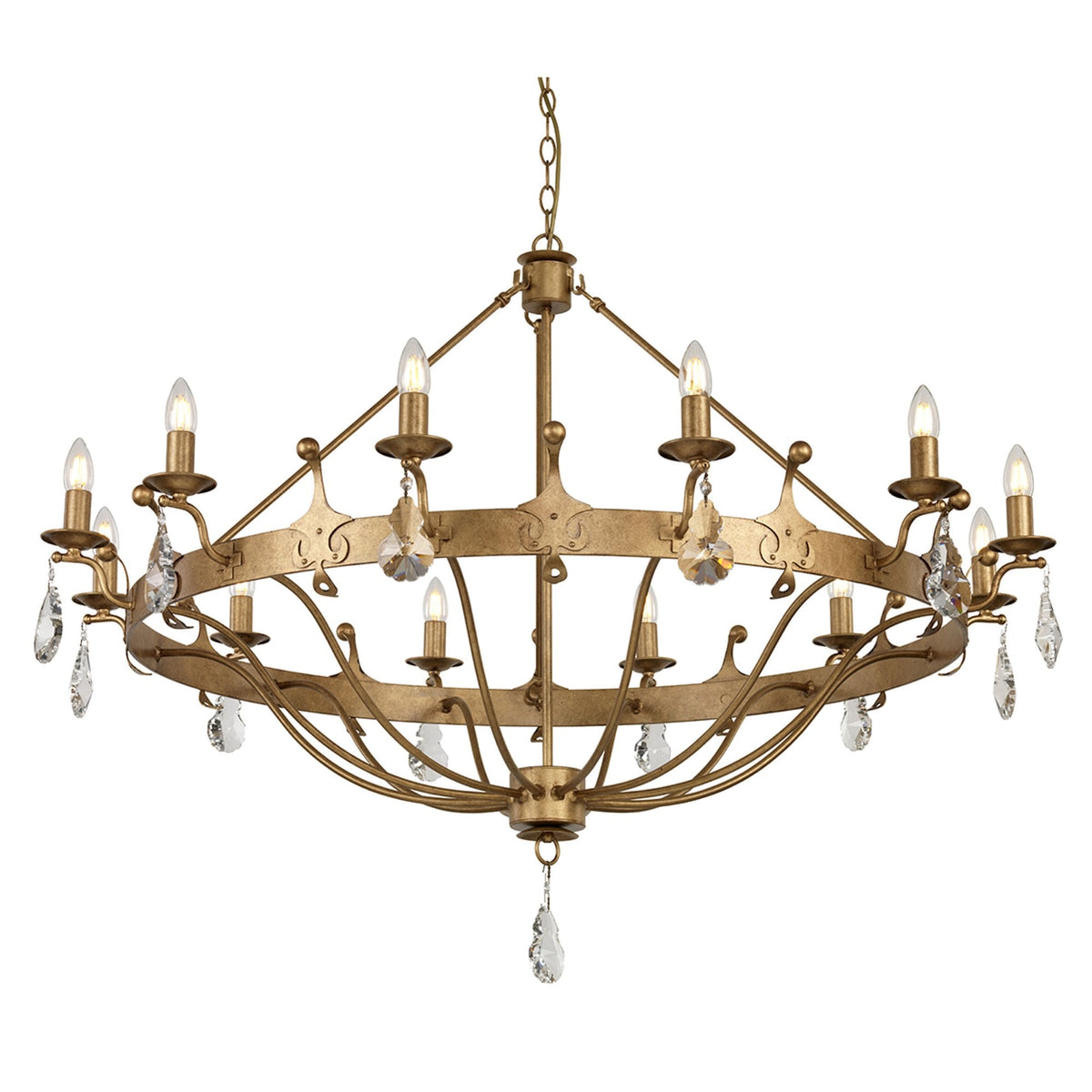 Windsor Twelve Light Chandelier in Gold Patina