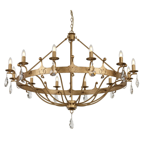 Windsor Twelve Light Chandelier in Gold Patina