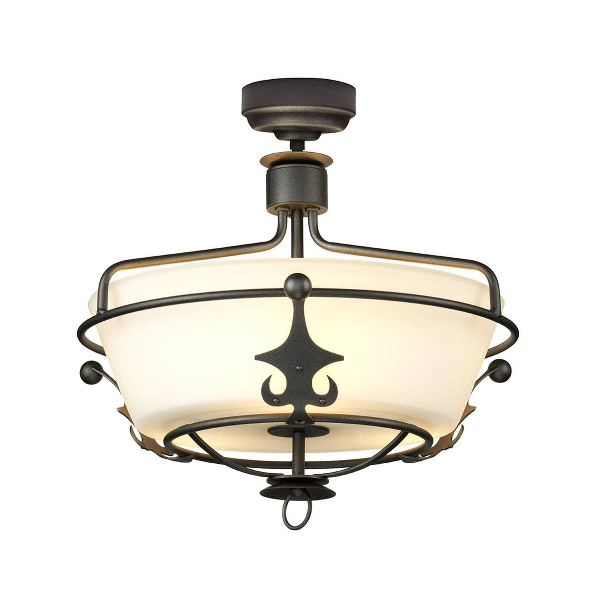Windsor Three Light Semi-Flush Pendant in Graphite