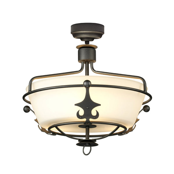 Windsor Three Light Semi-Flush Pendant in Graphite