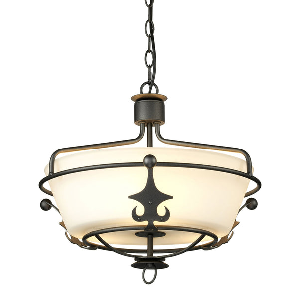 Windsor Three Light Semi-Flush Pendant in Graphite
