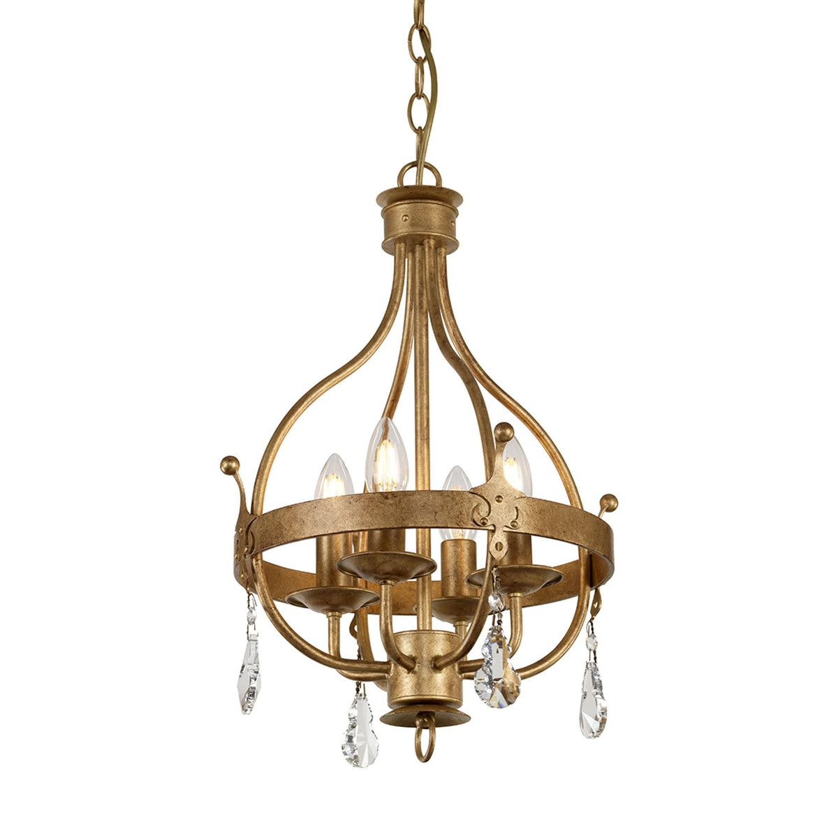 Windsor Four Light Pendant Chandelier in Gold Patina