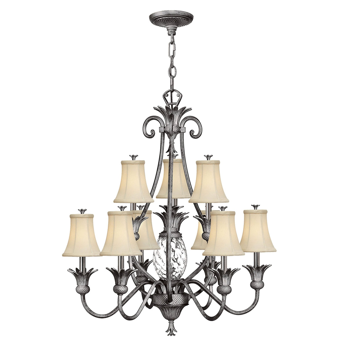 Plantation Ten Light Chandelier in Polished Antique Nickel