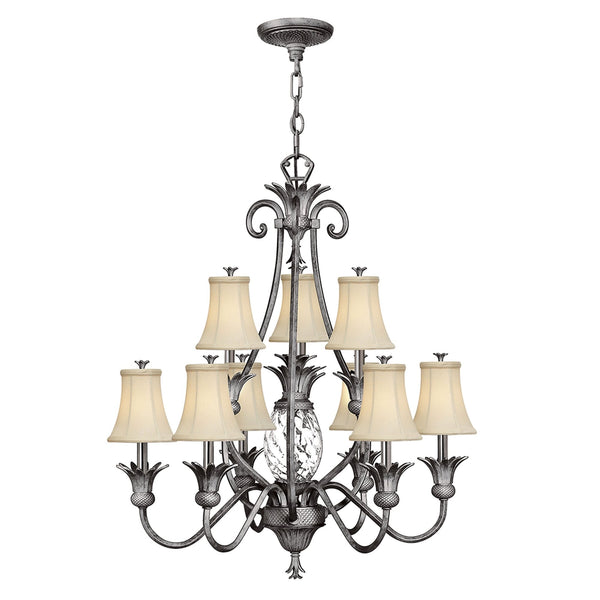 Plantation Ten Light Chandelier in Polished Antique Nickel