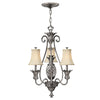 Plantation Three Arm Chandelier in Polished Antique Nickel