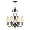 Plantation Six Arm Chandelier in Pearl Bronze