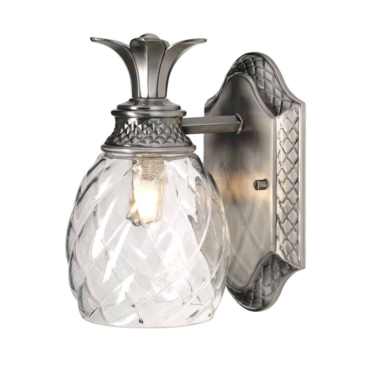 Plantation Bathroom IP44 Wall Light in Polished Antique Nickel