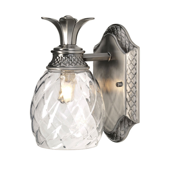 Plantation Bathroom IP44 Wall Light in Polished Antique Nickel
