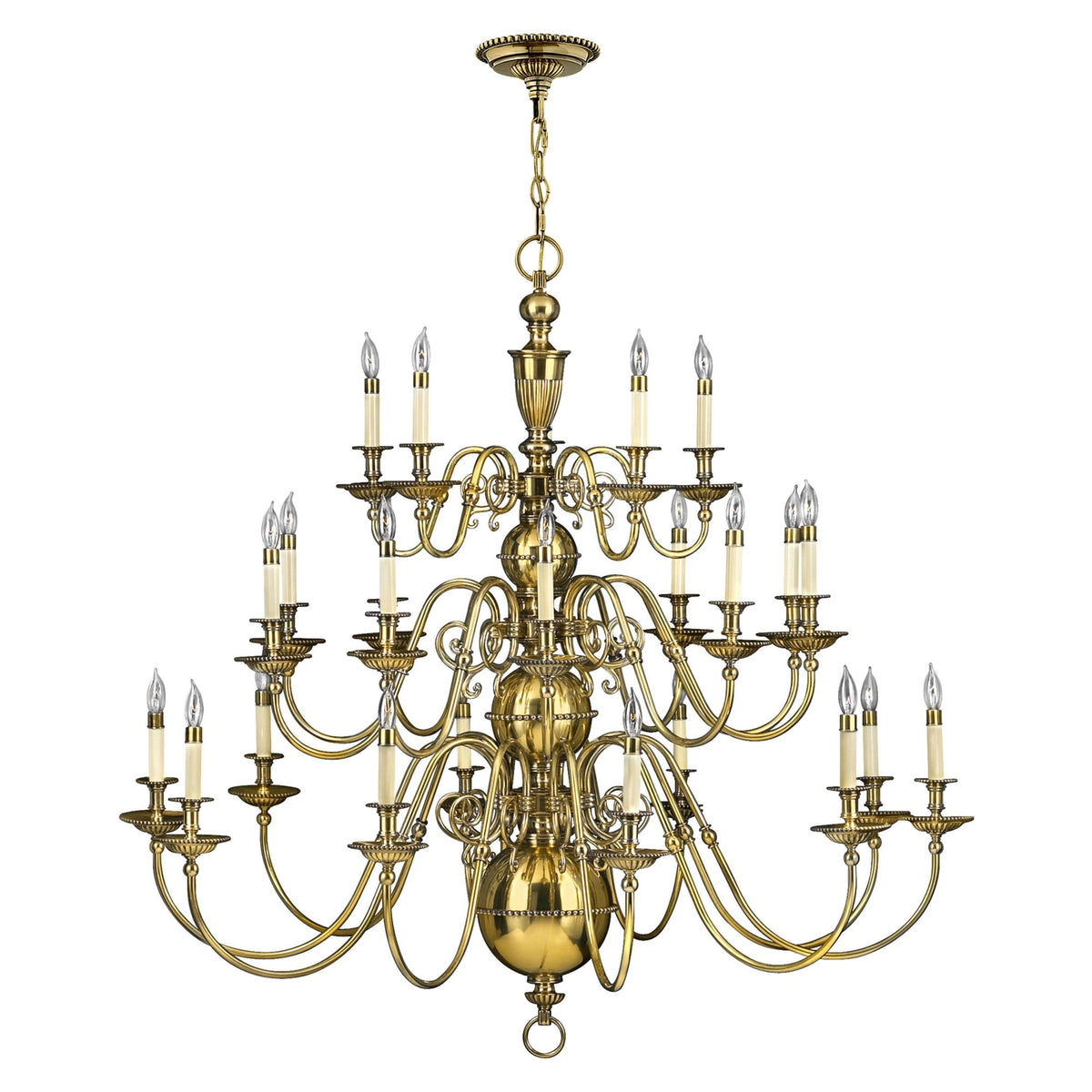 Cambridge Twenty Five Light Chandelier in Burnished Brass