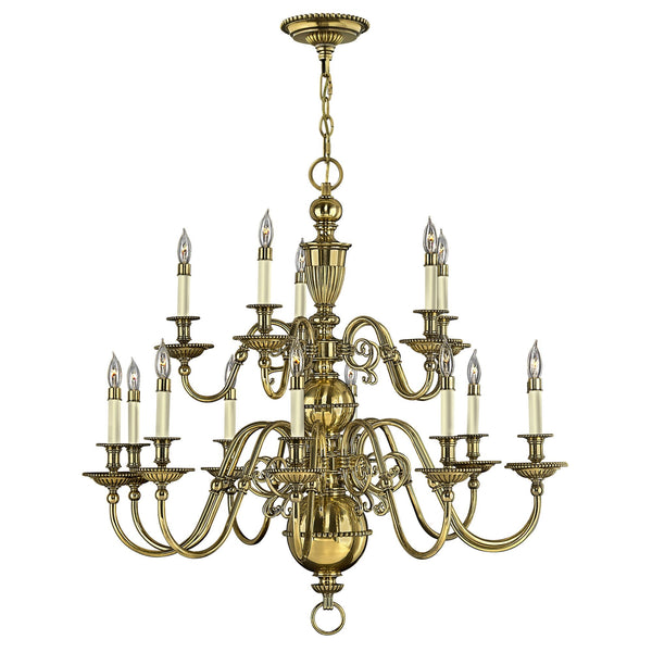 Cambridge Fifteen Light Chandelier in Burnished Brass