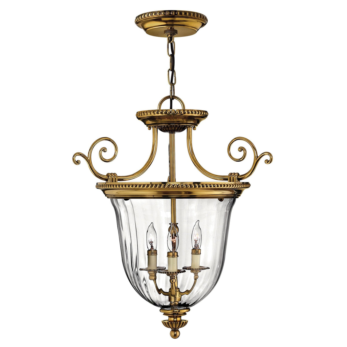 Cambridge Triple Light Small Pendant in Burnished Brass