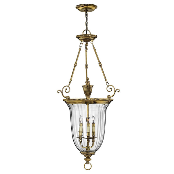 Cambridge Triple Light Large Pendant in Burnished Brass