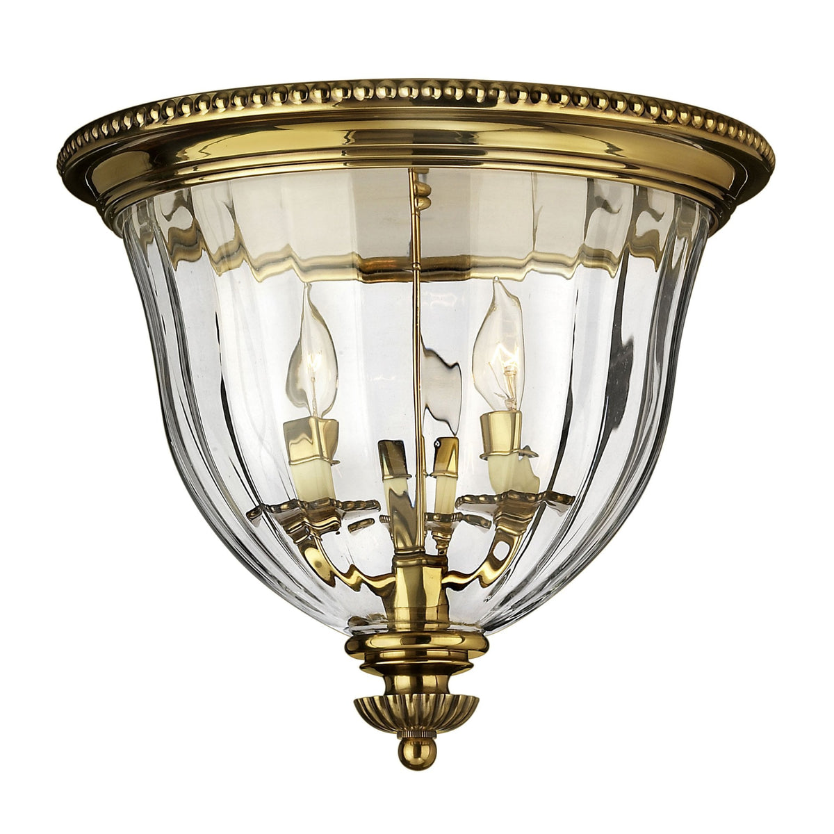 Cambridge Three Light Flush Mount Light in Burnished Brass