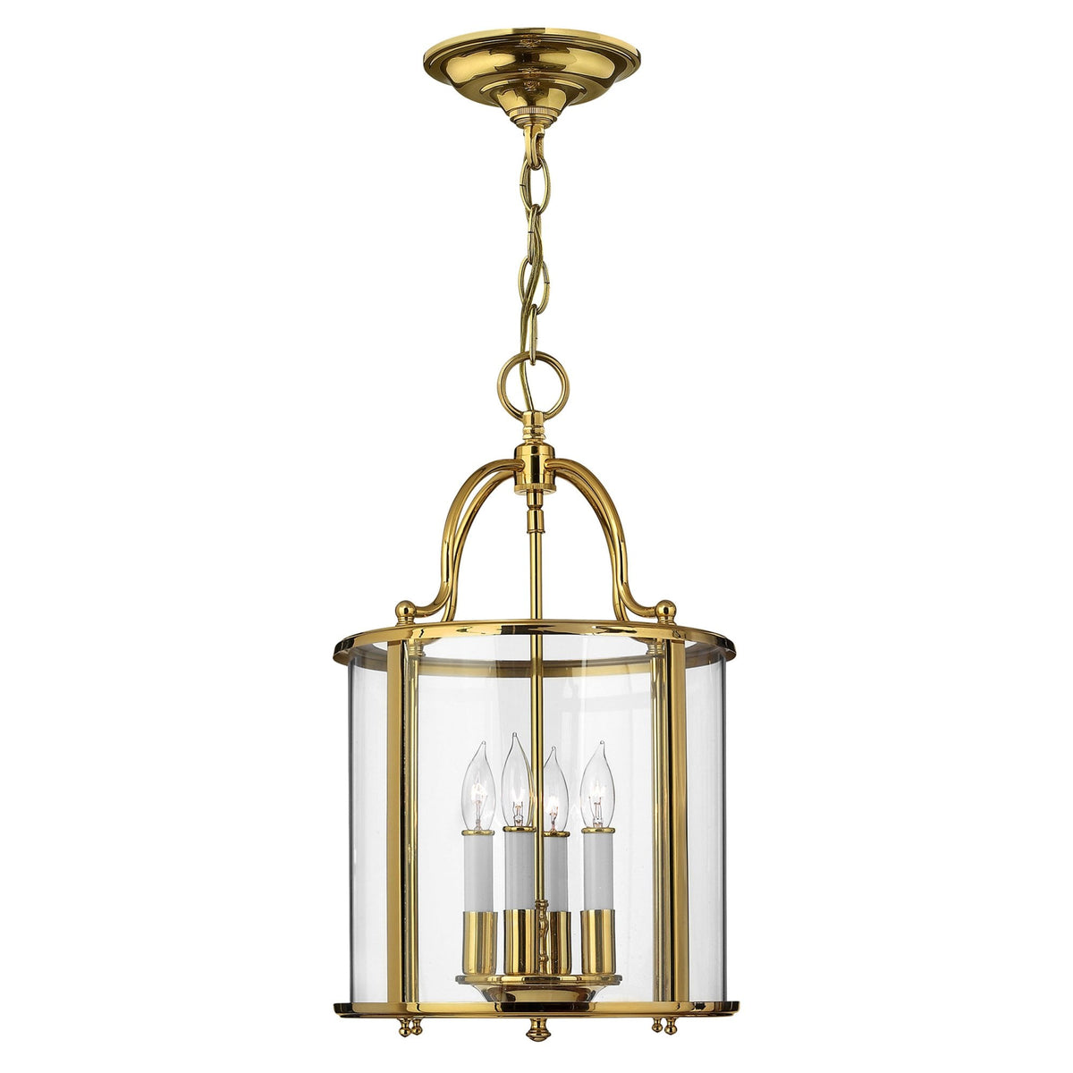 Gentry Four Light Medium Pendant in Polished Solid Brass