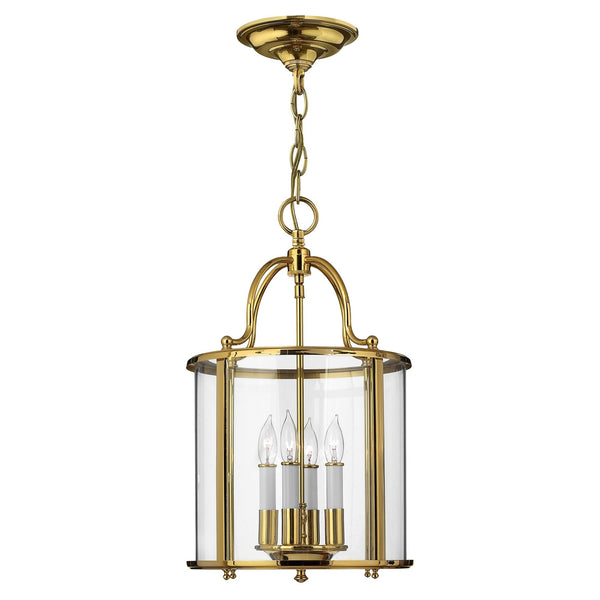 Gentry Four Light Medium Pendant in Polished Solid Brass