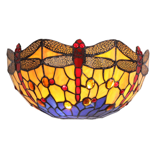 Loddiswell Tiffany Wall Light with Blue Orange Crystal