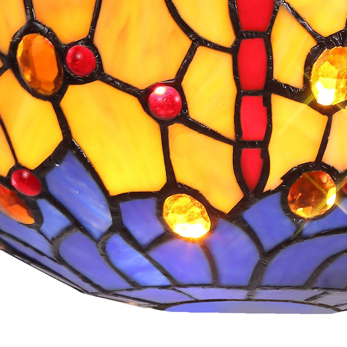 Loddiswell Tiffany Wall Light with Blue Orange Crystal