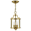 Gentry Three Light Small Pendant in Polished Solid Brass