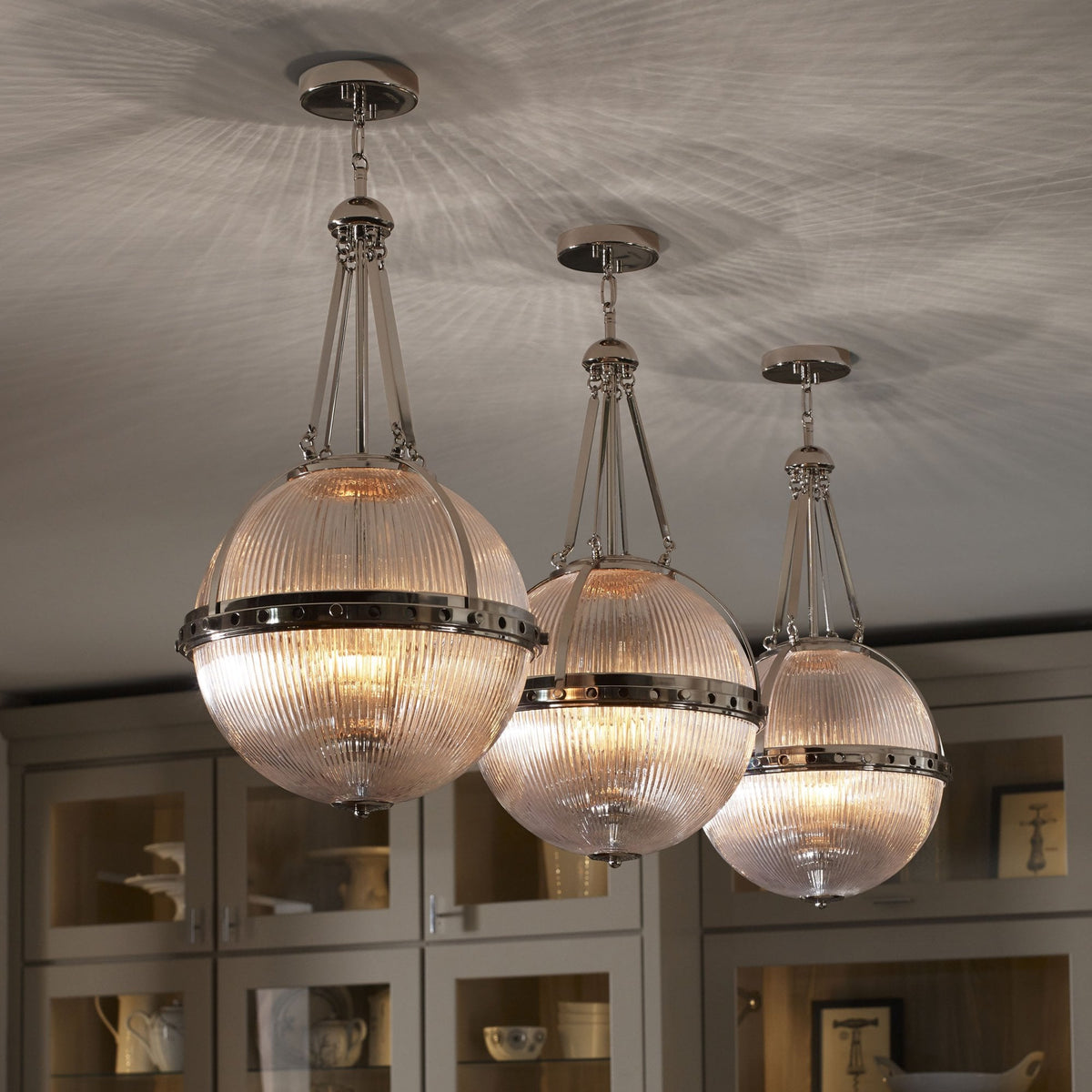 Aster Single Three Light Pendant in Polished Nickel