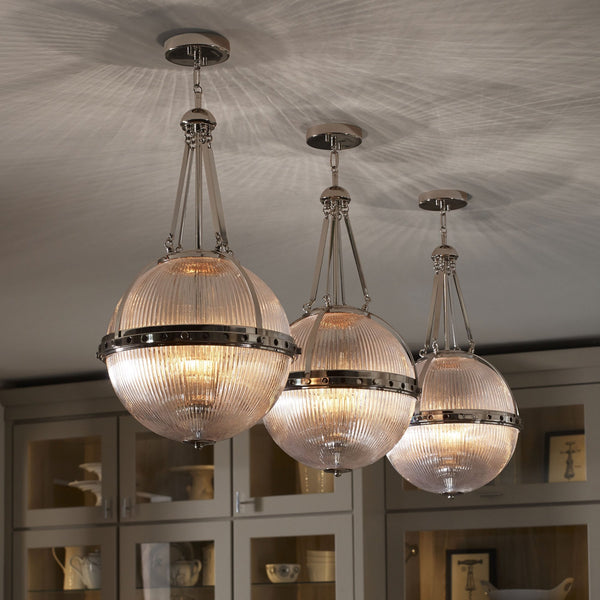 Aster Single Three Light Pendant in Polished Nickel