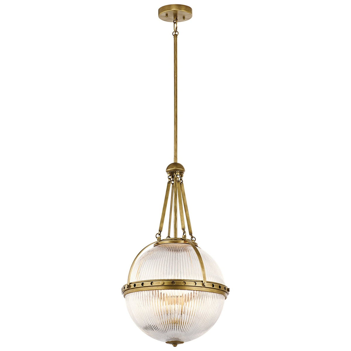 Aster Single Three Light Pendant in Natural Brass