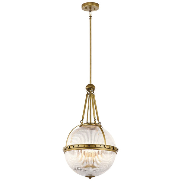 Aster Single Three Light Pendant in Natural Brass