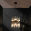 Eckington 260 Round Pendant in Matt Bronze with Clear Glass Rods