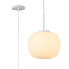 Milton Medium Oval Ball Pendant in Satin White & Frosted White Shade