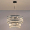 Jevington 780mm Two Tier Pendant or Semi Flush in Black with Smoked Glass
