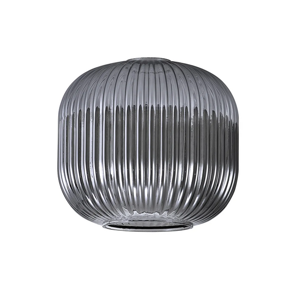 Atherington 20cm Pumpkin Shaped Ribbed Smoked Replacement Glass Shade